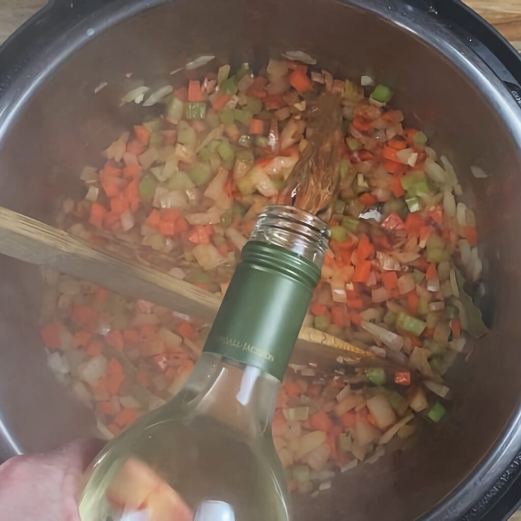 Instant Pot Ham and Bean Soup: deglaze with wine.