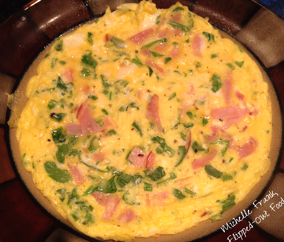 easy frittatas: leftover ham and herbs.