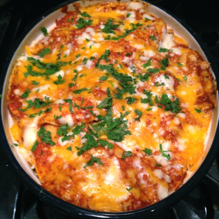 Enchiladas Suizas with Pork and Salsa Verde