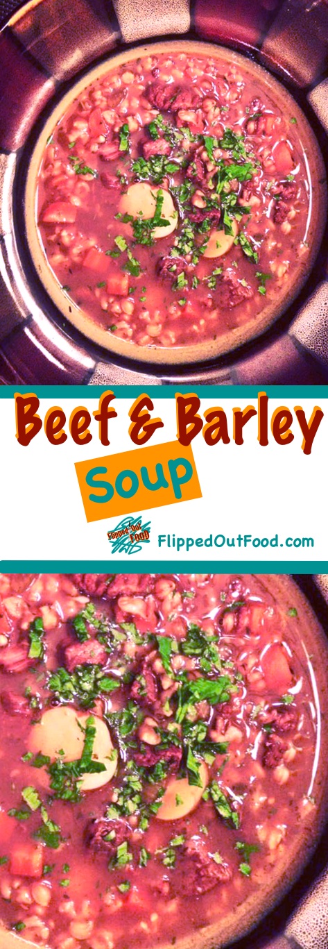 RIch, hearty Beef and Barley Stew, made in the slow-cooker. To make it even easier, the vegetable & meat prep can be done the night before.
