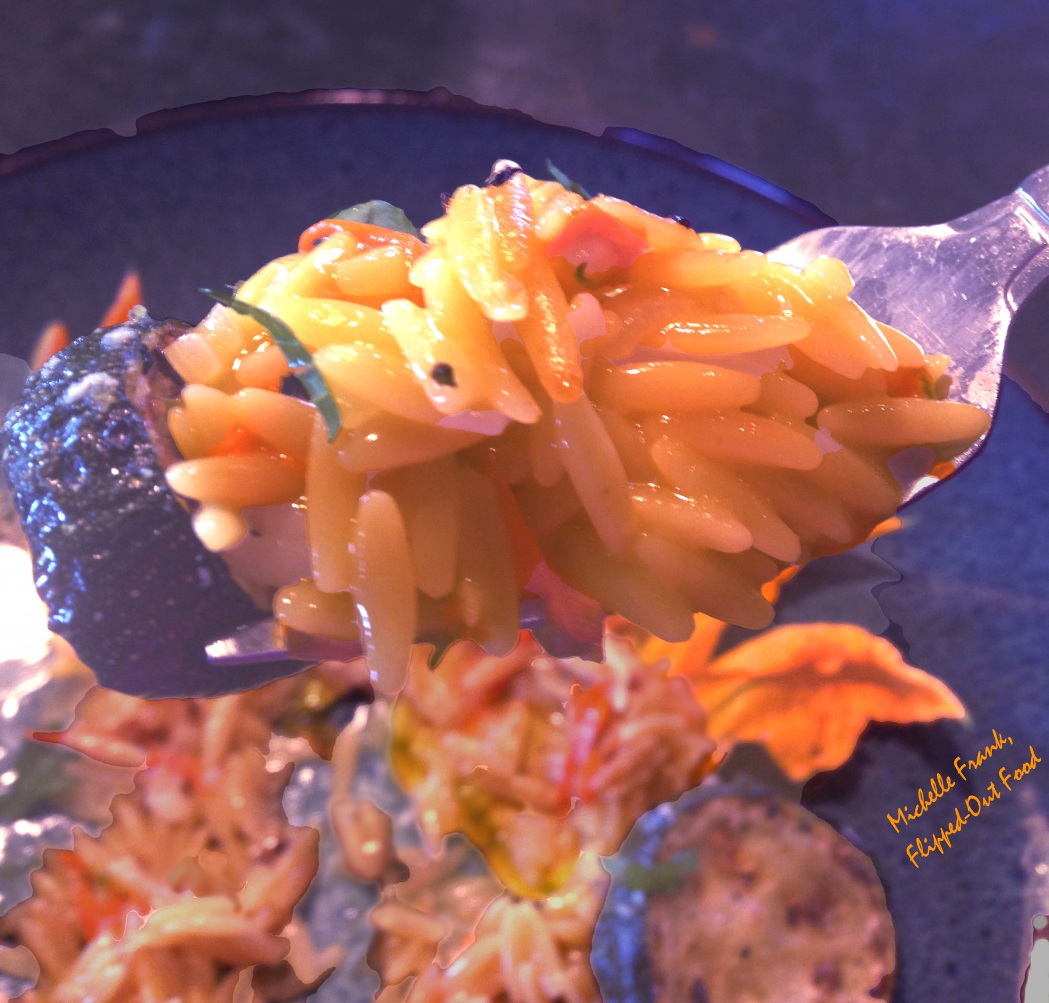 squash blossom orzotto
