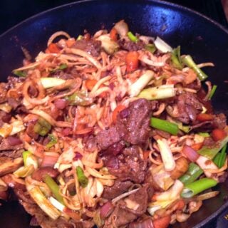 kohlrabi noodle stir-fry