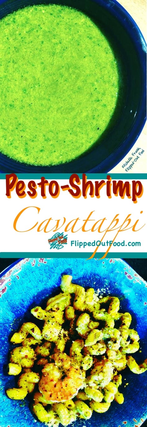 pesto-shrimp cavatappi