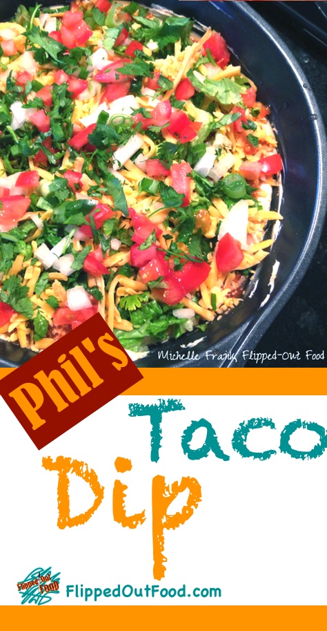 This taco dip & tortilla chips are must-haves for potlucks & football parties. The dip travels well, so it's the perfect bring-along snack.