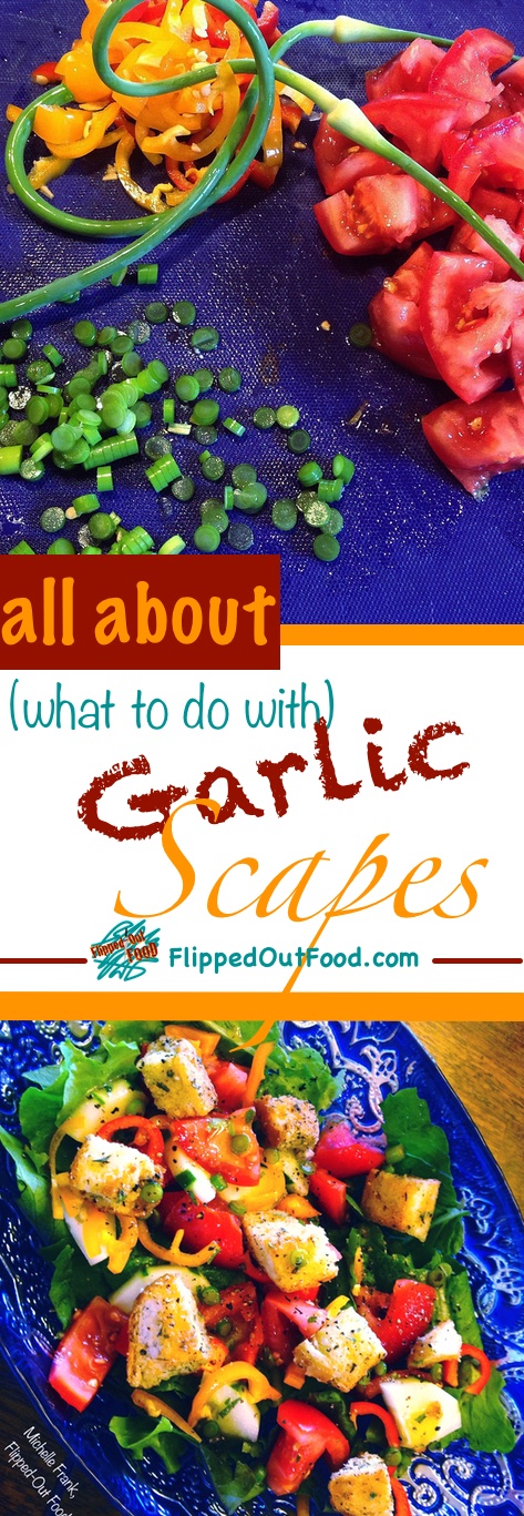 Garlic scapes have a light, verdant garlic flavor and are delicious substituted in just about any recipe for which you'd use garlic.