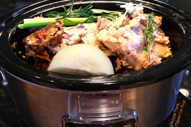 Crockpot Turkey Stock in the slow-cooker