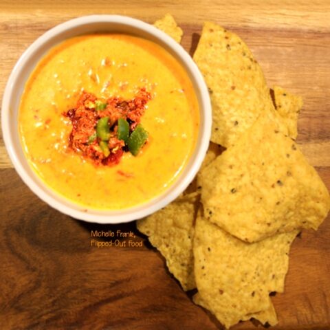 feisty chile con carne dip with chips