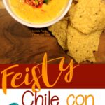 feisty chile con carne queso dip pin