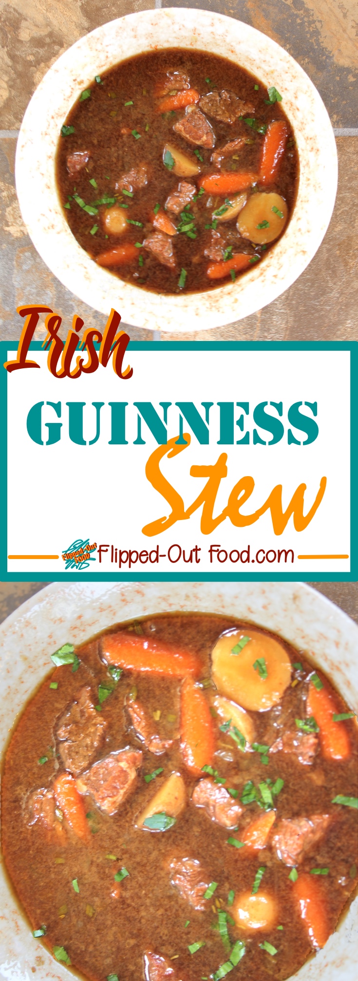 Make-ahead Irish Guinness Stew is the perfect comfort food for celebrating Saint Paddy's Day. Making the stew in advance (either in the oven or slow-cooker) allows the rich, complex broth to deepen in flavor. Lamb shoulder or beef chuck roast are equally wonderful in this versatile stew. #comfortfood #guinnessstew #irishfood #beefstew #lambstew #irishstew #slowcooker #crockpot #stew #saintpatricksday #recipe