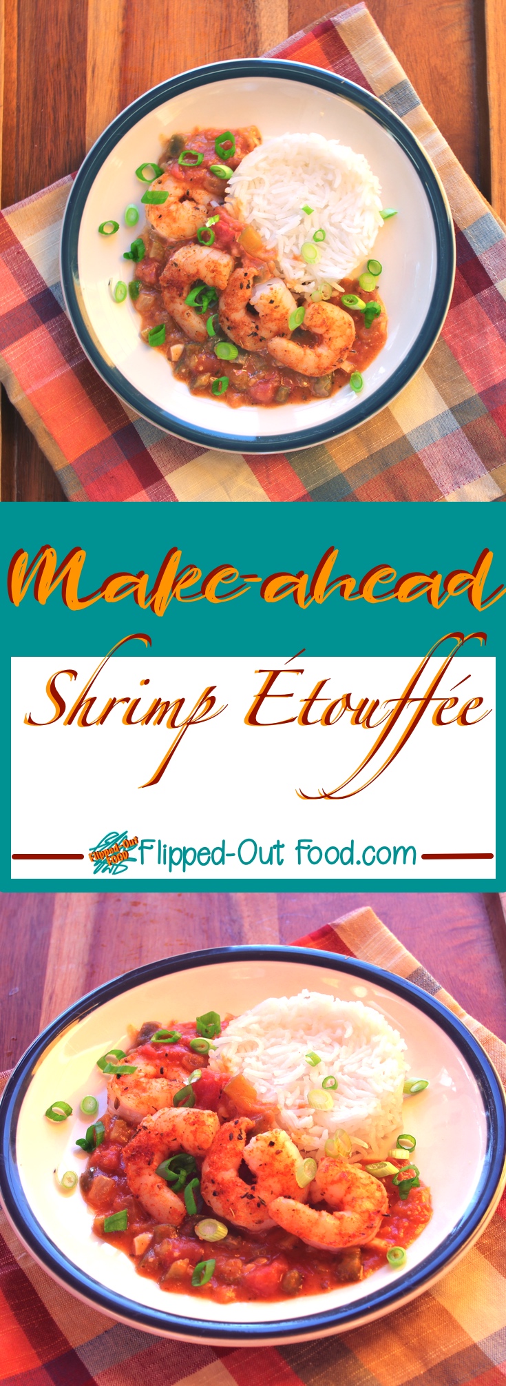 In this work-ahead method for shrimp etouffee, the time-consuming sauce-building steps are completed 1–2 days before you plan to eat the etouffee so that you can easily finish the meal on a busy weeknight. #cajunfood #creolefood #louisianafood #nolafood #etouffee #shrimpetouffee