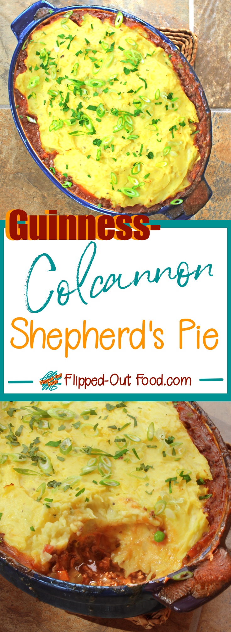 Guinness-Colcannon Shepherd’s Pie is pure, decadent Irish comfort food. The filling and colcannon can be prepared and the pie assembled a day or two in advance for an easy meal on St. Paddy’s Day. #irishfood #shepherdspie #cottagepie #saintpatricksday #comfortfood