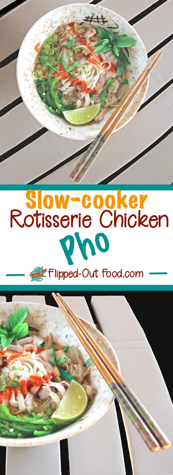 Rotisserie Chicken Pho Ga makes the most of your chicken with a slow simmer in broth, spices, and aromatics to extract amazing flavor from the roasted chicken bones. #pho #vietnamesefood #phoga #chickensoup #slowcooker #crockpot #healthyfood #healthyeating