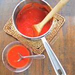Easy Homemade Pizza Sauce in saucepan and a serving dish. Put the sauce on your homemade or store-bought pizza dough, French bread, naan, or pita bread with mozzarella and your favorite toppings for a fun, kid-friendly meal!