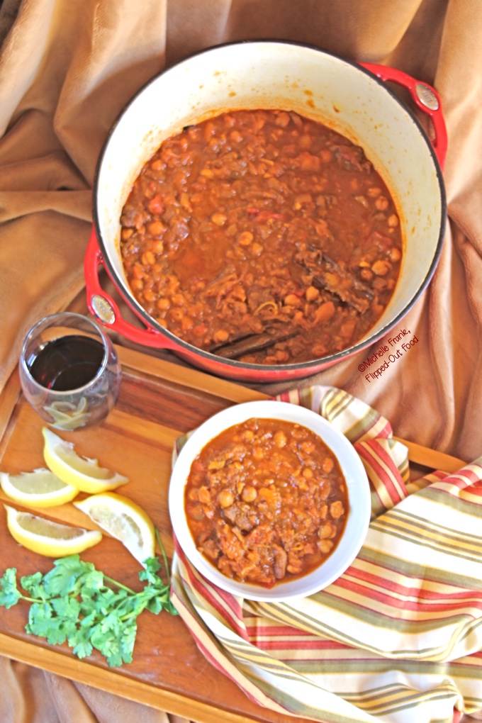 Moroccan Lamb Stew: loaded with flavor and easy to make on the stovetop or in the crockpot. Great over couscous or rice! #moroccanstew #moroccanlambstew #comfortfood #crockpot #slowcooker #flippedoutfood via @FlippedOutFood
