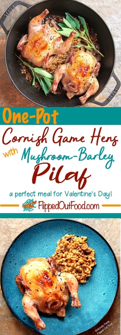 one-pot cornish game hens with mushroom-barley pilaf