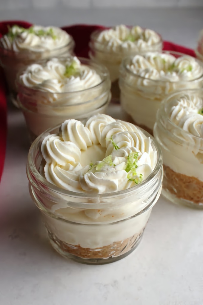 Virtual Memorial Day Recipe Roundup, desserts: No-Bake Key Lime Cheesecake Jars, by Cooking with Carlee