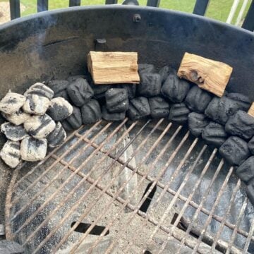 Charcoal and smoke wood set necessary to smoke on a charcoal grill