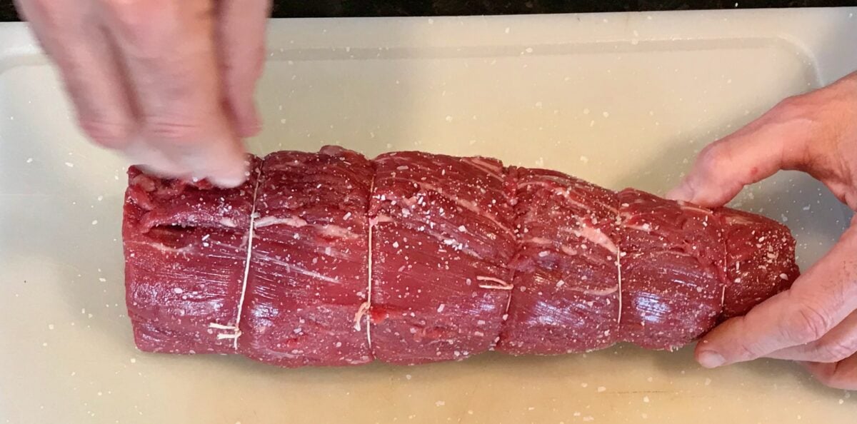 pre-salting the beef tenderloin