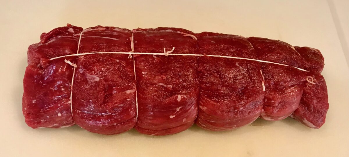 Chateaubriand cut and tied with butchers twine.